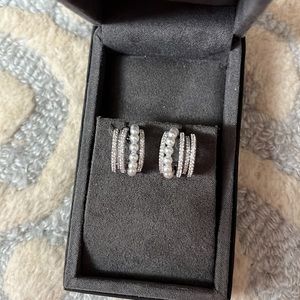 𝅺DIAMOND Pearl Cluster Hoops | 18k White Gold